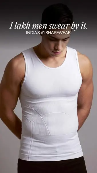 DaMENSCH shapewear vest ad: Drop 2 inches in 5 seconds