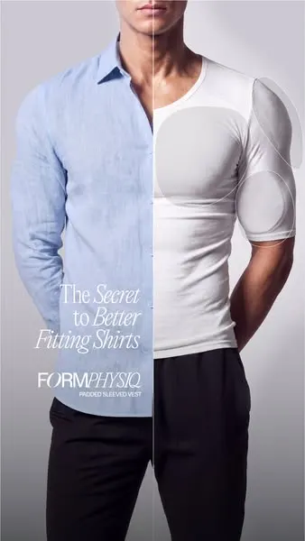 DaMENSCH ad showing a padded vest under a shirt